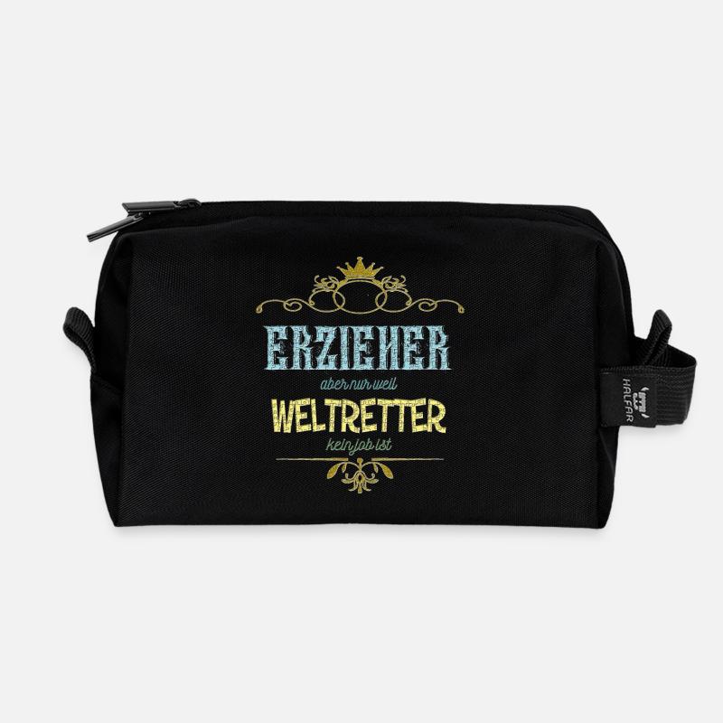 Erzieher Weltretter - Recycelte Kulturtasche - Schwarz