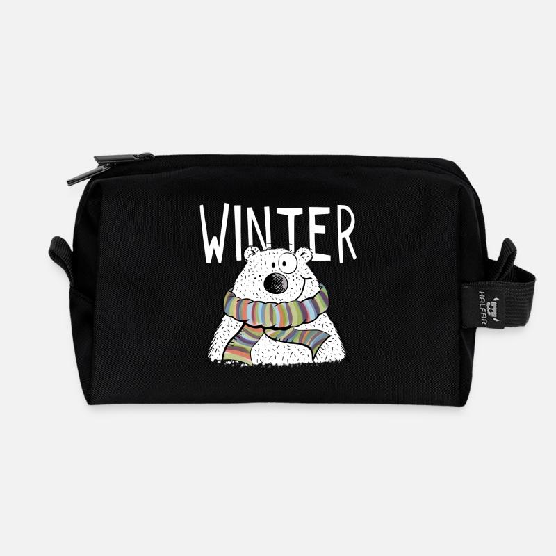 Eisbär im Winter - Bär - Bären - Comic - Tiere - Recycelte Kulturtasche - Schwarz