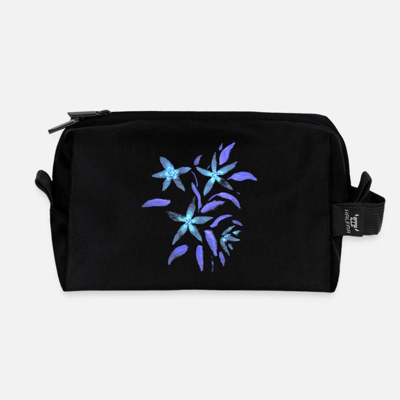 Blumen - Malve - Blüten - Recycelte Kulturtasche - Schwarz