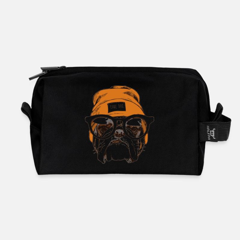 Coole Hipster Hund - Recycelte Kulturtasche - Schwarz