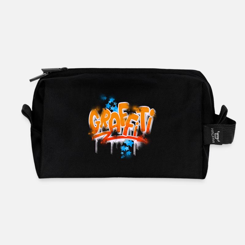 graffiti - Trousse de toilette en tissu recyclé - noir