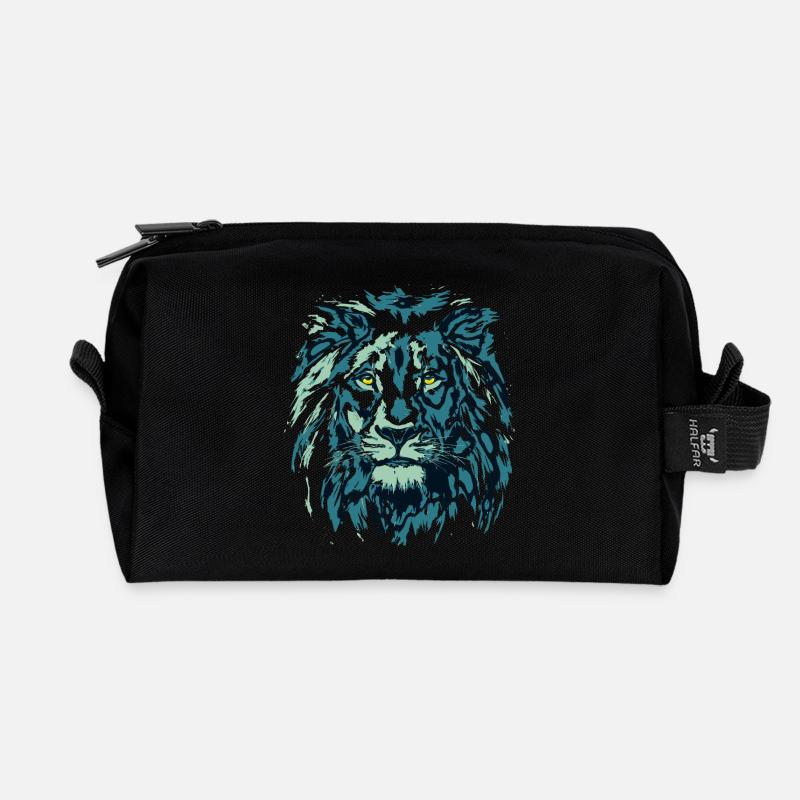 Löwenkopf - Sternzeichen Löwe - Recycelte Kulturtasche - Schwarz