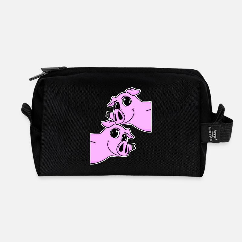 Schwein Schweine - Recycelte Kulturtasche - Schwarz