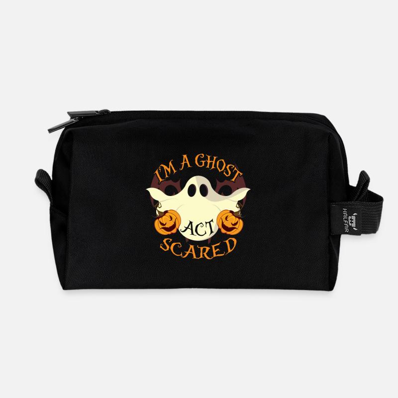 I'm A Ghost Act Scared - Recycled Toiletry Zip Bag - black