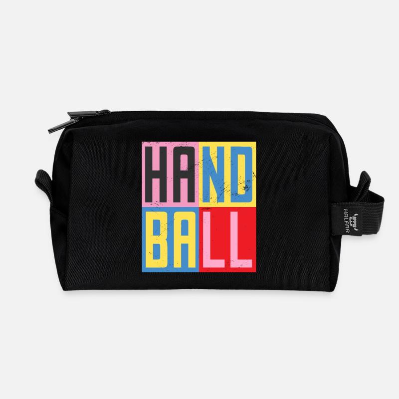 Handball Design - Recycelte Kulturtasche - Schwarz