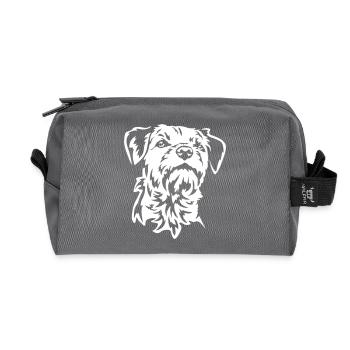 Border Terrier Head « Black Edition » - Trousse de toilette en tissu recyclé - anthracite - Devant