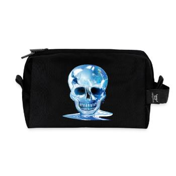 extravaganter schmelzender Totenkopf in Eis Farben - Recycelte Kulturtasche - Schwarz - Vorne
