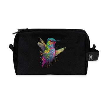 Farbexplosion Kolibri Kunstwerk - Recycelte Kulturtasche - Schwarz - Vorne