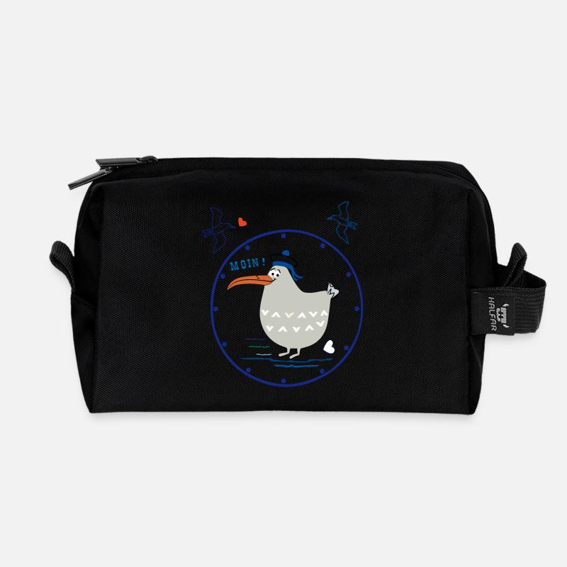 Moin, maritim, Möwe - Recycelte Kulturtasche - Schwarz