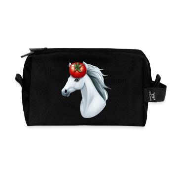 Horse's Head Tomato - Creative Horse & Vegetable Design - Recycled Toiletry Zip Bag - black - Front