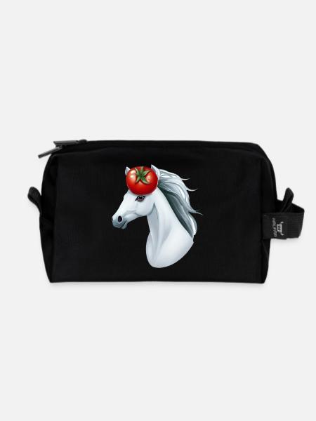 Pferdekopf Tomate - Kreatives Pferd & Gemüse Desig - Recycelte Kulturtasche - Schwarz
