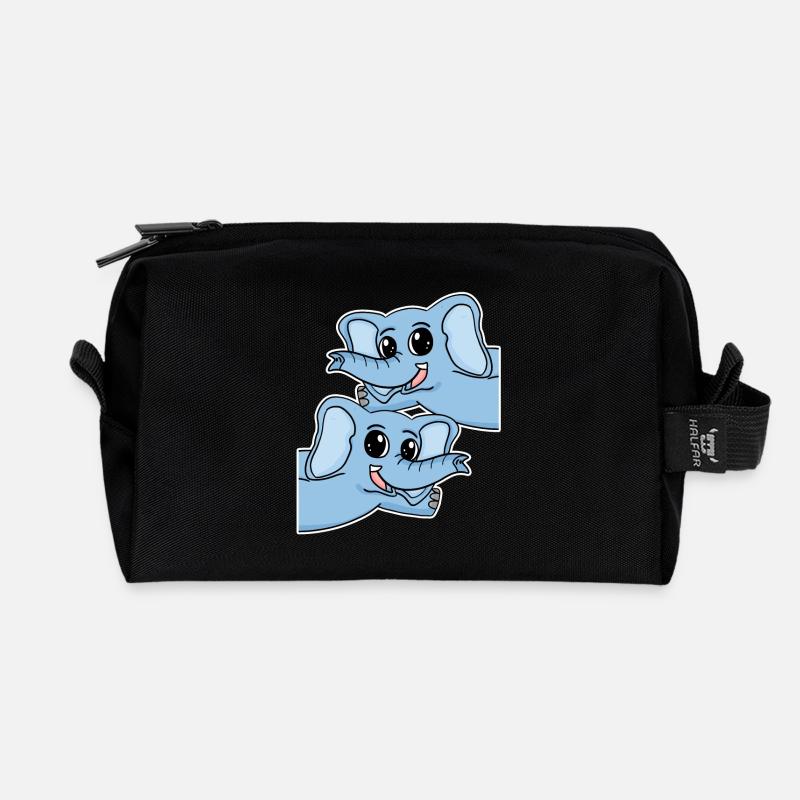 Elefant Elefanten - Recycelte Kulturtasche - Schwarz