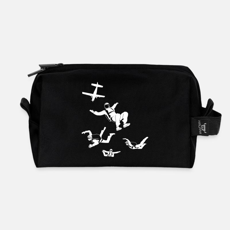 Fallschirmspringer, Sky diving - Recycelte Kulturtasche - Schwarz