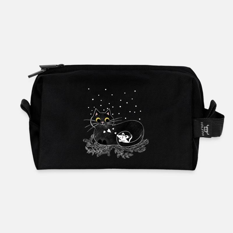 Katze Maus Winter Illustration - Recycelte Kulturtasche - Schwarz