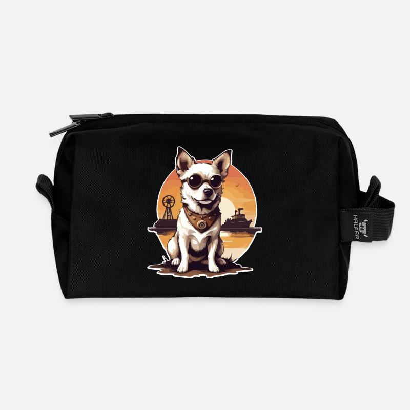 Steampunk Hund - Recycelte Kulturtasche - Schwarz