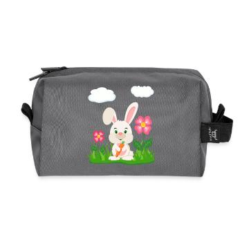 Cute Rabbit with Carrot Bunny Bunny Easter Bunny - Recycled Toiletry Zip Bag - anthracite - Front