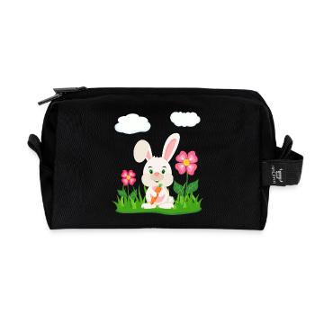 Lapin mignon avec lapin de carotte lapin lapin lapin de Pâques - Trousse de toilette en tissu recyclé - noir - Devant
