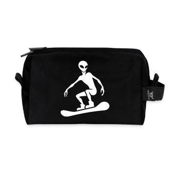 Design minimaliste : Alien Snowboarder - Trousse de toilette en tissu recyclé - noir - Devant