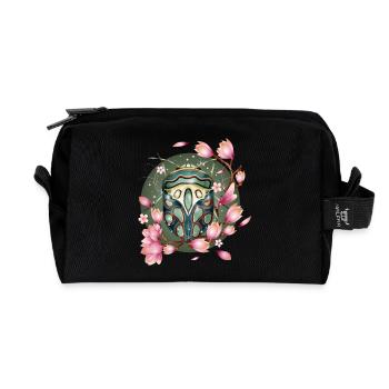 exotique africain effrayant crawly avec des magnolias - Trousse de toilette en tissu recyclé - noir - Devant