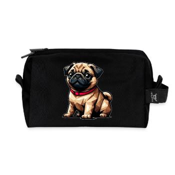 Carlin géométrique Design Chien Polygone Art - Trousse de toilette en tissu recyclé - noir - Devant