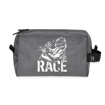 Race Racer Formula Racing Helmet Race Day Icon - Recycled Toiletry Zip Bag - anthracite - Front