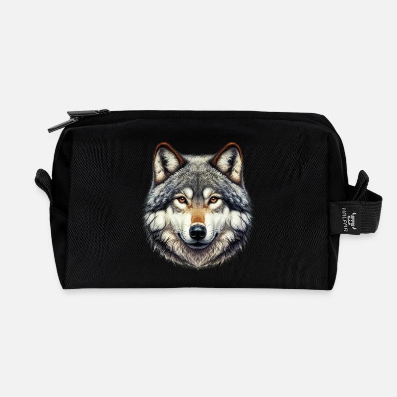 Wolf - Recycled Toiletry Zip Bag - black