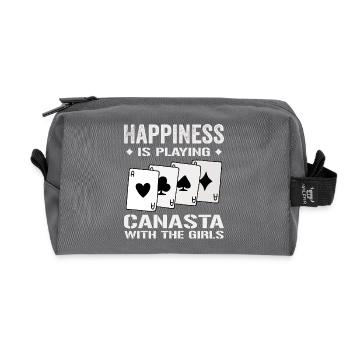 Glück beim Spielen von Canasta mit den Mädchen | Canasta - Recycelte Kulturtasche - Anthrazit - Vorne