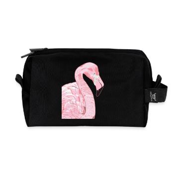 Pink flamingo head - Recycled Toiletry Zip Bag - black - Front