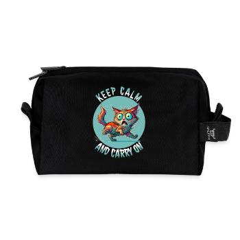 Keep Calm and Carry On - Erschreckte Katze & Weish - Recycelte Kulturtasche - Schwarz - Vorne