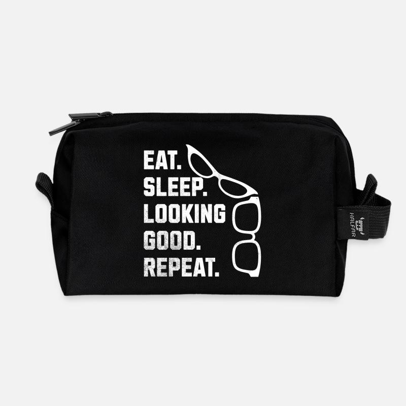 Eat Sleep Looking Good Repeat Glasses - Recycelte Kulturtasche - Schwarz