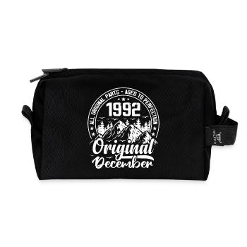 December 1992 Original 32 Year Old Birthday Gift - Recycled Toiletry Zip Bag - black - Front