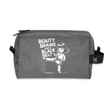 Elegance meets black belt - Recycled Toiletry Zip Bag - anthracite - Front