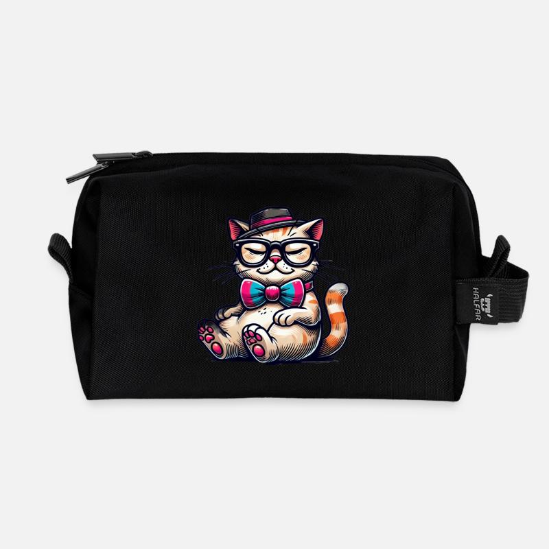 stilvolle Katze - Recycelte Kulturtasche - Schwarz