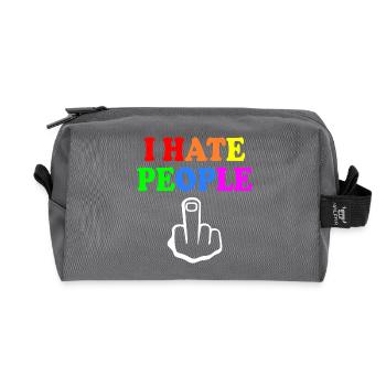 I hate people - Recycled Toiletry Zip Bag - anthracite - Front