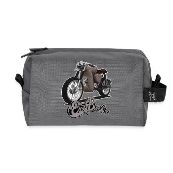 S51 (marron) // Illustration - Trousse de toilette en tissu recyclé - anthracite - Devant