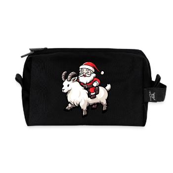 Chèvre de montagne Père Noël dessin animé - Trousse de toilette en tissu recyclé - noir - Devant