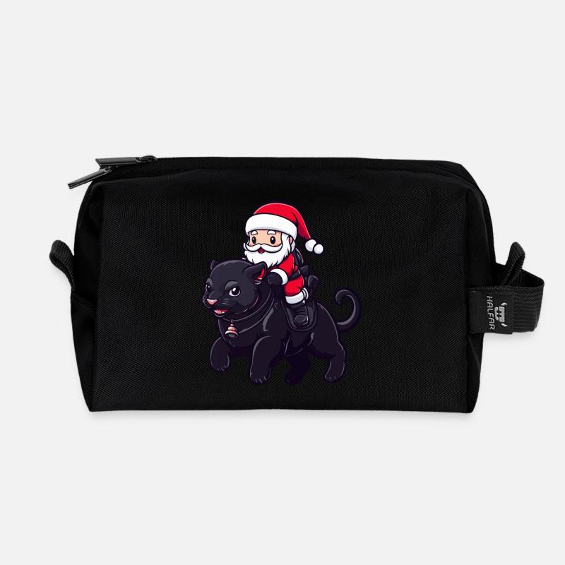 Panthère Père Noël dessin animé - Trousse de toilette en tissu recyclé - noir