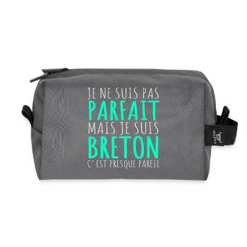 Je Suis Breton Humour Bretagne Cadeau - Trousse de toilette en tissu recyclé - anthracite - Devant
