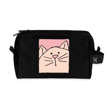katzenkopf rosa - Recycelte Kulturtasche - Schwarz - Vorne