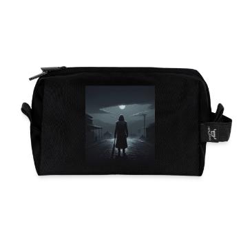 Mysterious figure at night - Recycled Toiletry Zip Bag - black - Front