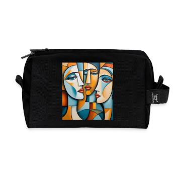 Abstract portrait - Recycled Toiletry Zip Bag - black - Front