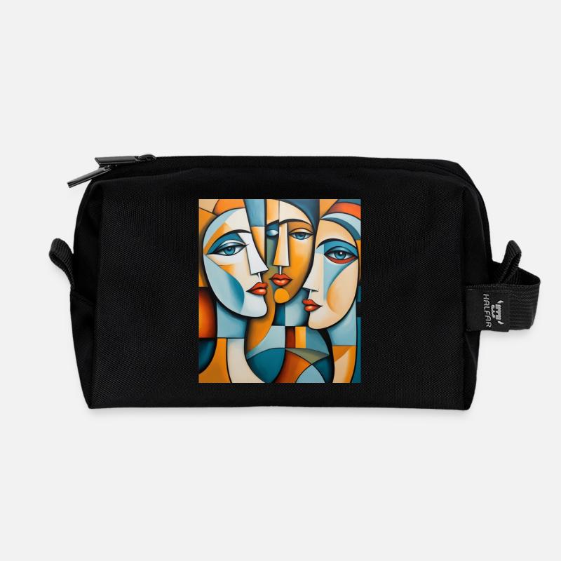 Abstract portrait - Recycled Toiletry Zip Bag - black