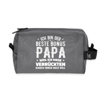 Bonus papa Beau-père Cadeau papa bonus papa - Trousse de toilette en tissu recyclé - anthracite - Devant