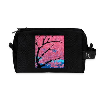 Cherry blossom against the background of mountains - Recycled Toiletry Zip Bag - black - Front