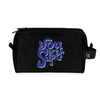 You Are Super – Verspielter Schriftzug - Recycelte Kulturtasche - Schwarz - Vorne