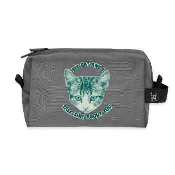 Sassy Cat Talk – Funny Cat Theme - Recycled Toiletry Zip Bag - anthracite - Front