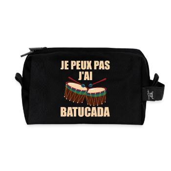 je peux pas J'ai Batucada - humour musique - Trousse de toilette en tissu recyclé - noir - Devant