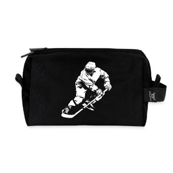 Eishockeyspieler Zeichnung - Recycelte Kulturtasche - Schwarz - Vorne