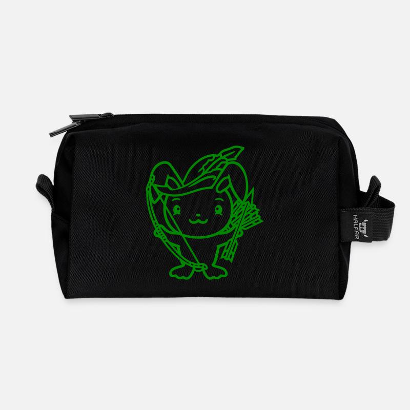Hase Pfeil Bogen Federhut Mittelalter Bogenschütze - Recycelte Kulturtasche - Schwarz