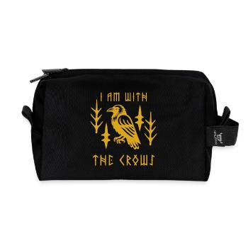 Je suis avec les corbeaux - Motif nordique - Corbeau - Trousse de toilette en tissu recyclé - noir - Devant